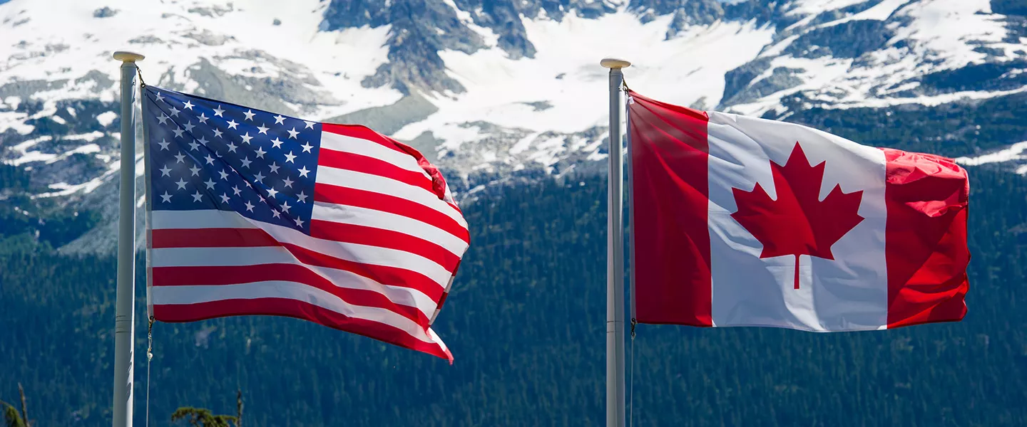 US and Canada flags