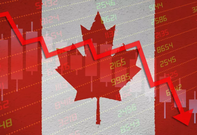 canadian flag with downward trend