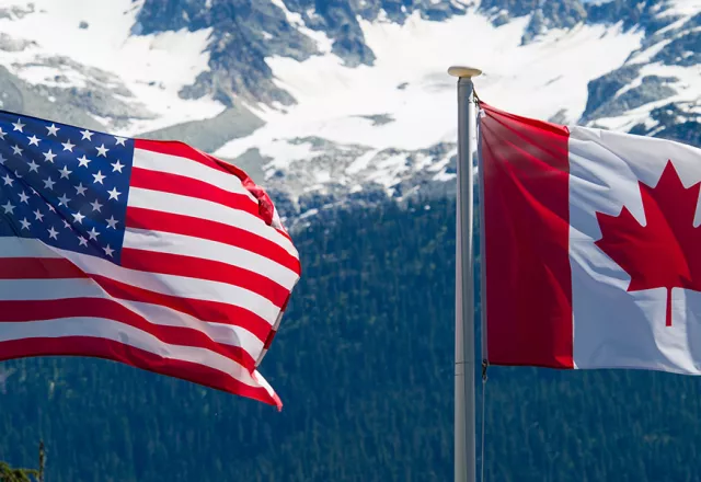 US and Canada flags